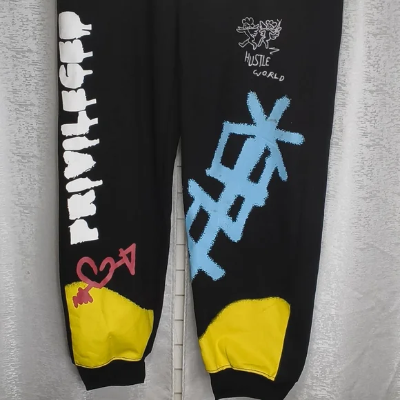 Bleecker & Mercer  Hustle World Sweatpants  Urban Graphic Street wear Size 3Xl - Picture 2 of 10